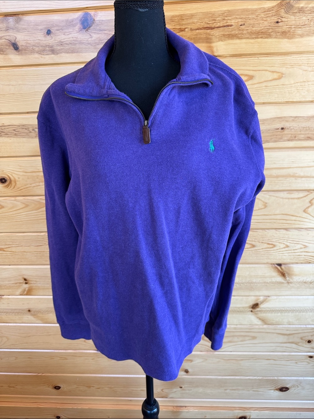 Polo by Ralph Lauren Purple Quarter-Zip Pullover with Teal Pony